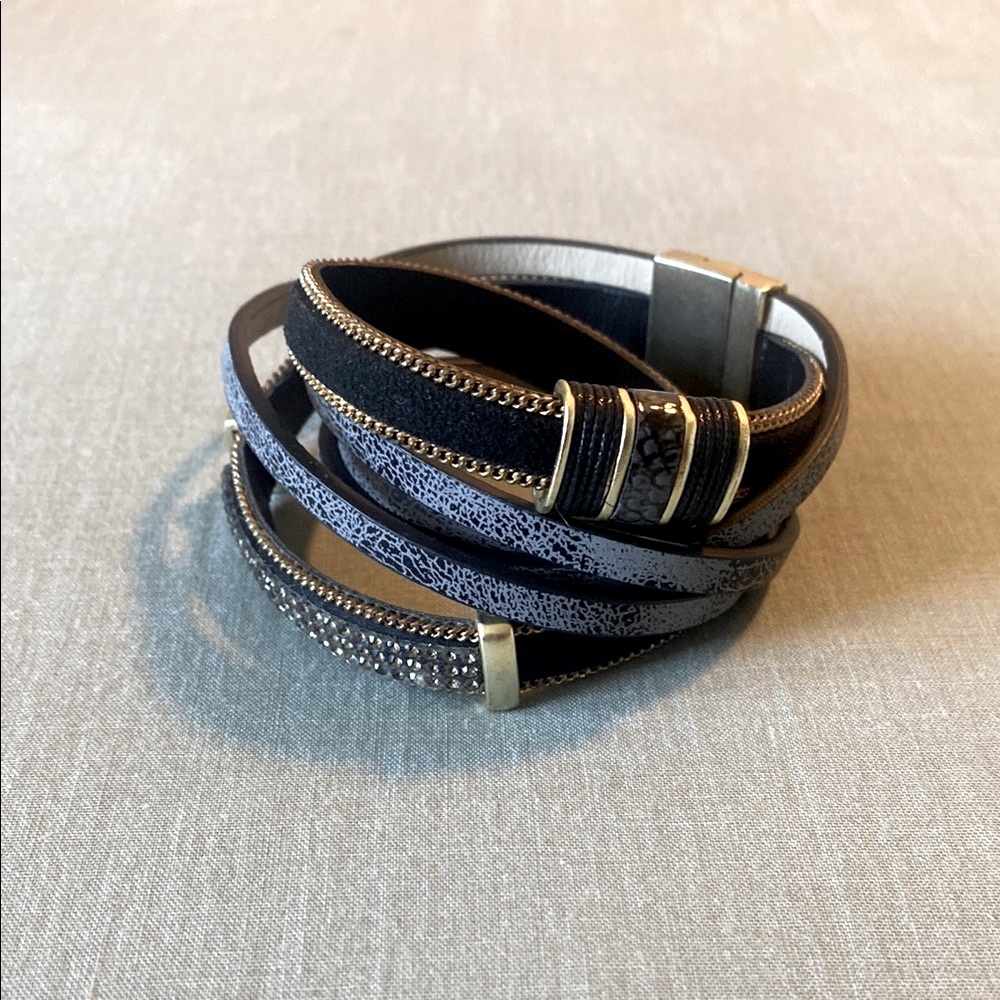 Black and Gold Wrap Bracelet